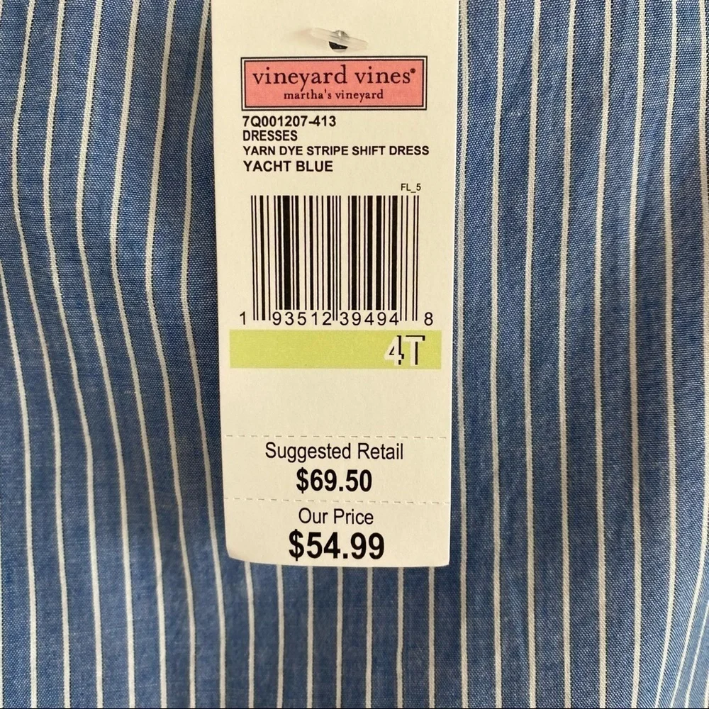Vineyard Vines Yarn Dye Stripe Shift Dress Yacht Blue